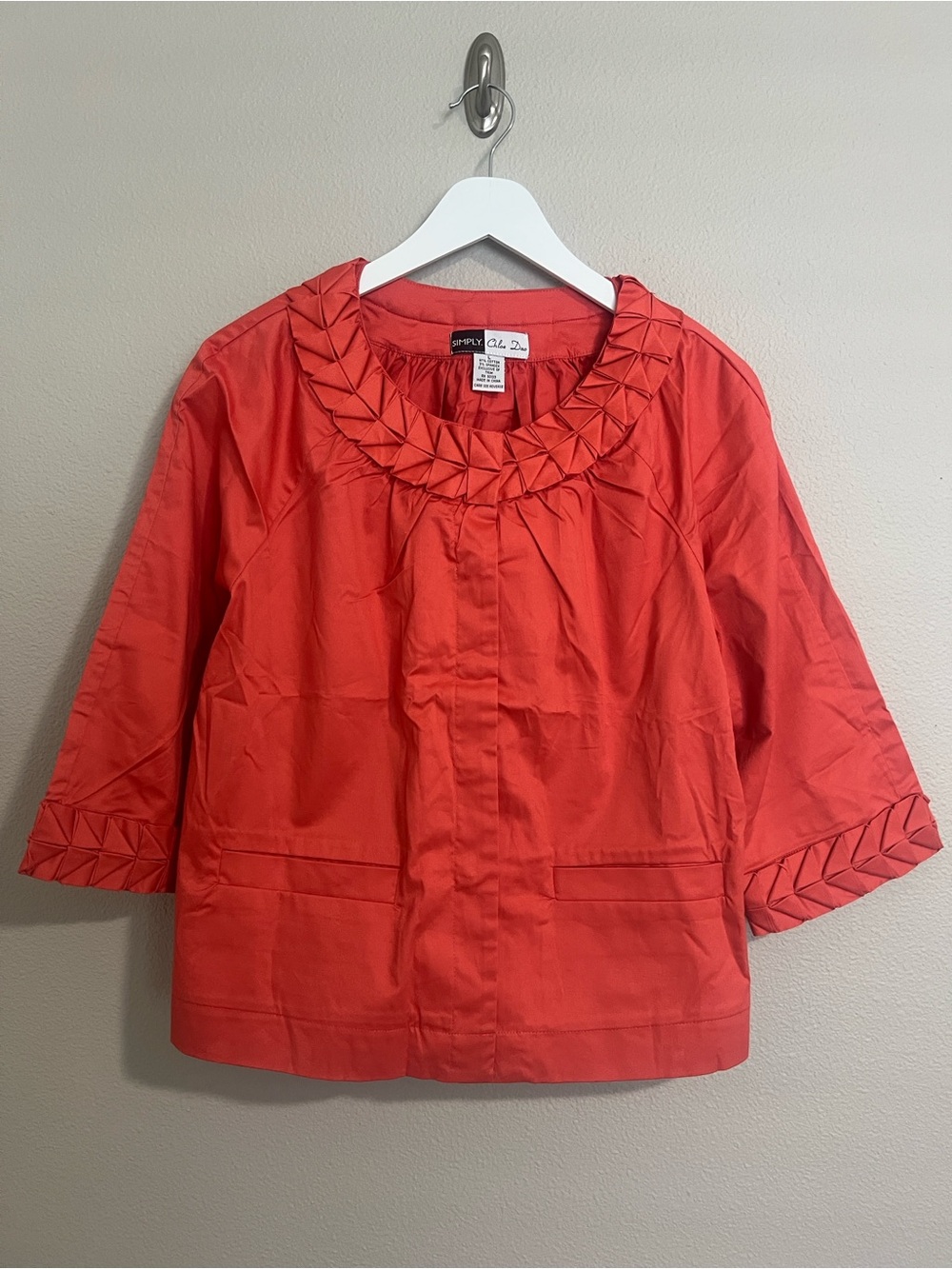 NWOT Simply Chloe Dao cropped cotton-blend jacket- Coral colored